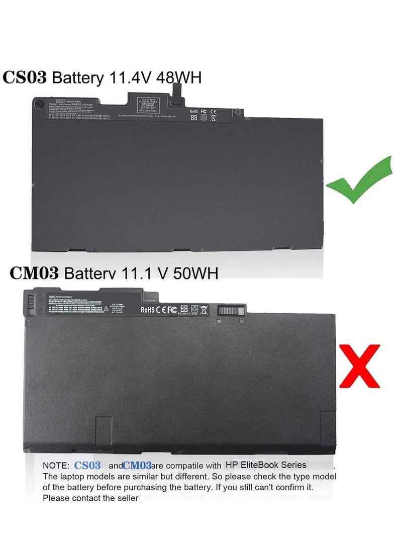 Generic - CS03XL TA03XL Laptop Battery for HP EliteBook 745 G3 755 G3 840 G3 848 G3 850 G3 800513-001 800231-141 HSTNN-IB6Y HSTNN-I33C-4 HSTNN-I33C-4 33C-5 Laptop T7B32AA HSTNN-I32AA HSTNN-IB6Y 11.4V - Image 1