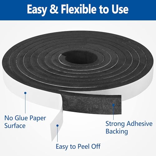 Kikerike Self Adhesive Foam Tape Weatherstrip 1/4In x 1/4In x 50Ft High Density Foam Insulation Strips Seal Weather Stripping with Strong Adhesive for Door and Window Sound Isolation Soundproofing - Image 3
