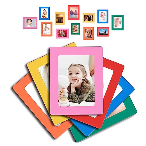 Raxwalker 4x6 Magnetic Picture Frames for Refrigerator, 12-Pack Magnet Photo Frame for Fridge Holds 3.5x5 2.5x3.5 Photos for Home Office School Lock Storage(Colorful) - Image 1