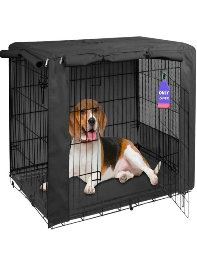 HiCaptain Black Dog Crate Cover for 30 Inches Wire Crates, Heavy-Duty Polyester Indoor Dog Kennel Cover Universal Fit for 1 2 Doors Standard Metal Cage (Black) - Image 1