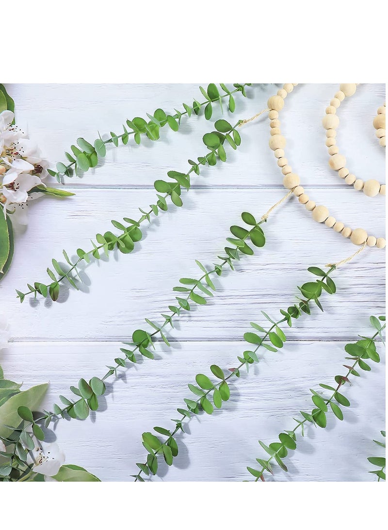 Excefore Wall Hanging Decor, Eucalyptus Boho Decor Bedroom Wooden Bead Garland Artificial Natural Greenery Decoration for Guest Modern Bathroom Living Room - Image 3
