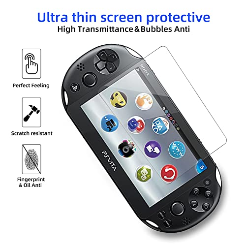Xahpower PS Vita 2000 Screen Protector, 9H Tempered Glass Front Screen Protector and HD Clear PET Back Screen Protective Film for Sony PlayStation Vita 2000 - Image 2