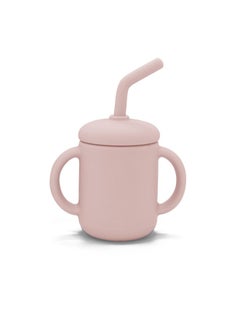 Kushies Py By Kushies Unbreakable, Spill-Proof Silicone Cup With Straw For Babies/Toddlers - 120Ml (4 Oz) 100% Food Grade Silicone Sippy Cup With Double Handles & Angled Straw - Pink  - Image 1