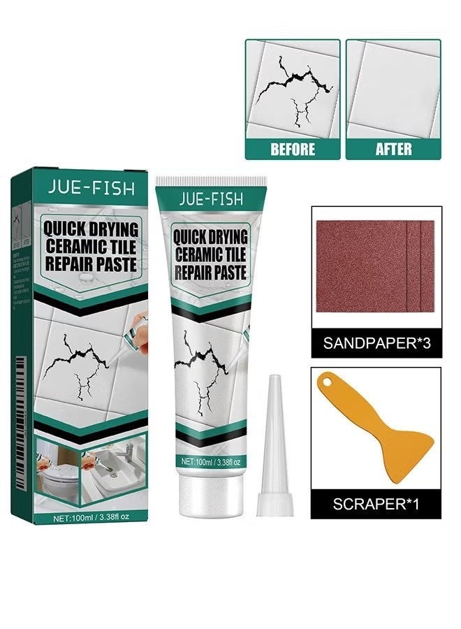JUE-FISH Ceramic Repair Paste - Water & Leak Resistant Hard - Drywall Repair Paste Set - Marble Glue Set (White) - Image 1