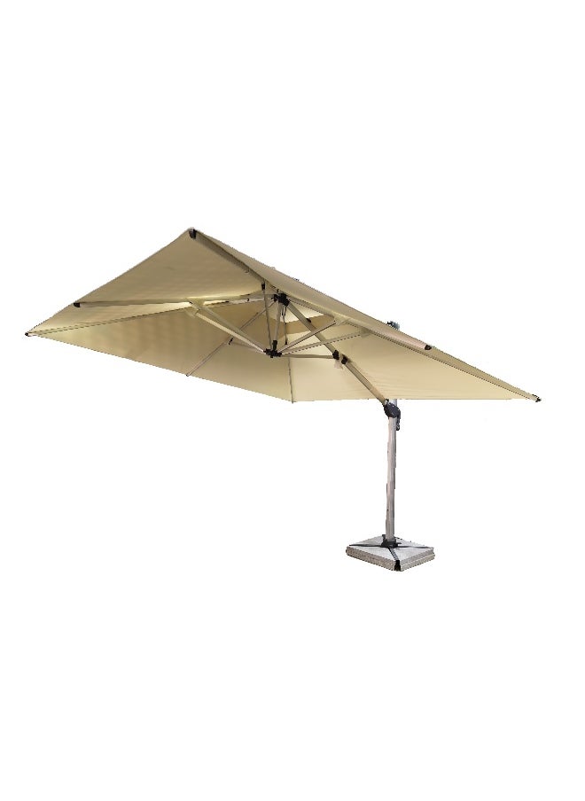 Oasis Casual Aluminium Umbrella with 120 KGs Marble Base 3.5M x 3.5M Cream Color  - Image 1