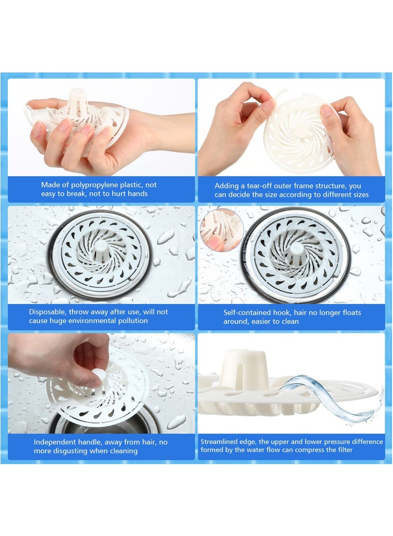 50 Pack Disposable Drain Hair Catcher Bathtub Cover, Plastic Trap Bathroom Accessories, Shower Strainer Suit for Kitchen Floor Tub (White) - Image 5