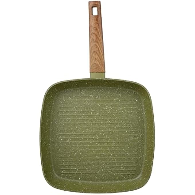بيرجنر مقلاة أكاديا مربعة من الألومنيوم المطروق مع قاعدة حثية مقاس 28 سم، خضراء - Image 3