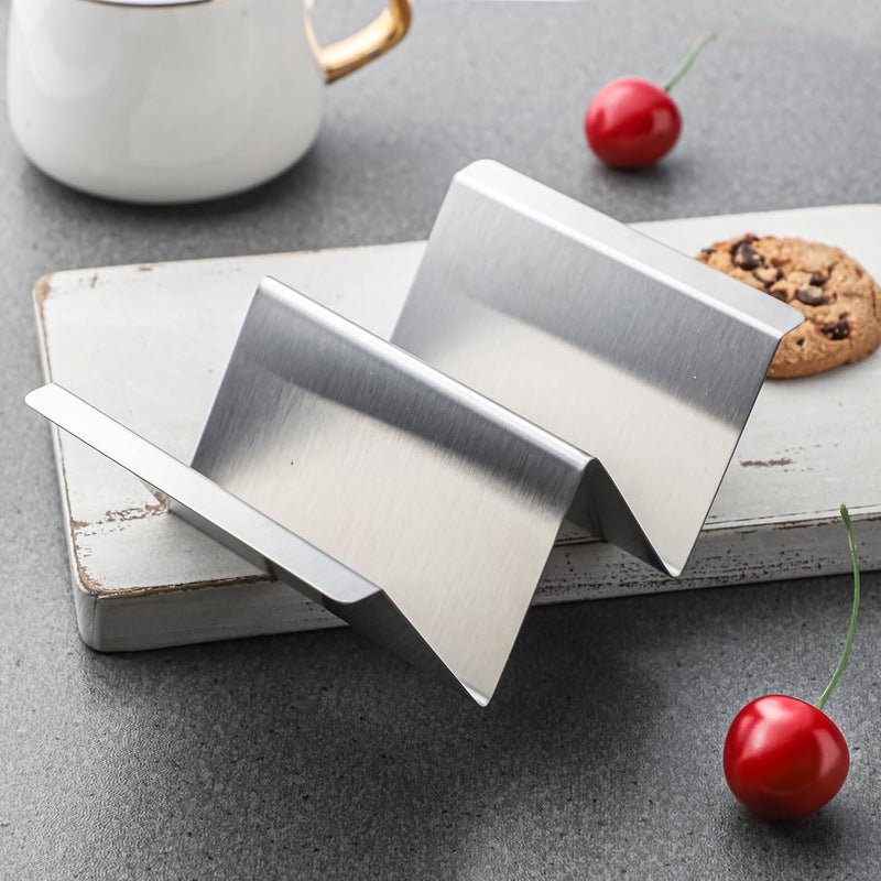 YellRin Stainless Steel Taco Holder Stand Set of 4 - Stylish Rack Holds Up to 2 Tacos Each,Stylish Taco Rack with Handles - Image 4