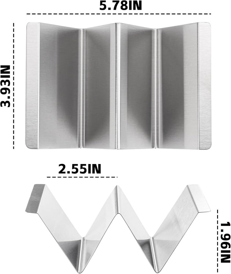 YellRin Stainless Steel Taco Holder Stand Set of 4 - Stylish Rack Holds Up to 2 Tacos Each,Stylish Taco Rack with Handles - Image 3