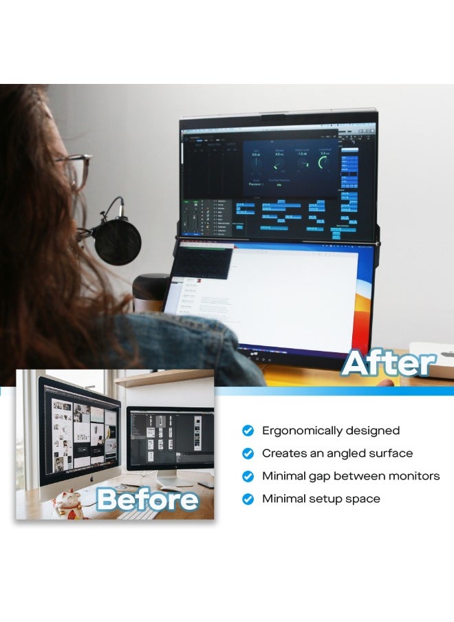 Mobile pixel - Geminos T | Dual 24-inch Stacked Monitors Touchscreen, 1080P Webcam&Speakers, 65W USB-C Charging, Vertical Desktop Monitor, Built-in Hub, HDMI/USB-A/USB-C, Fully Adjustable (2 Monitors) - Image 1