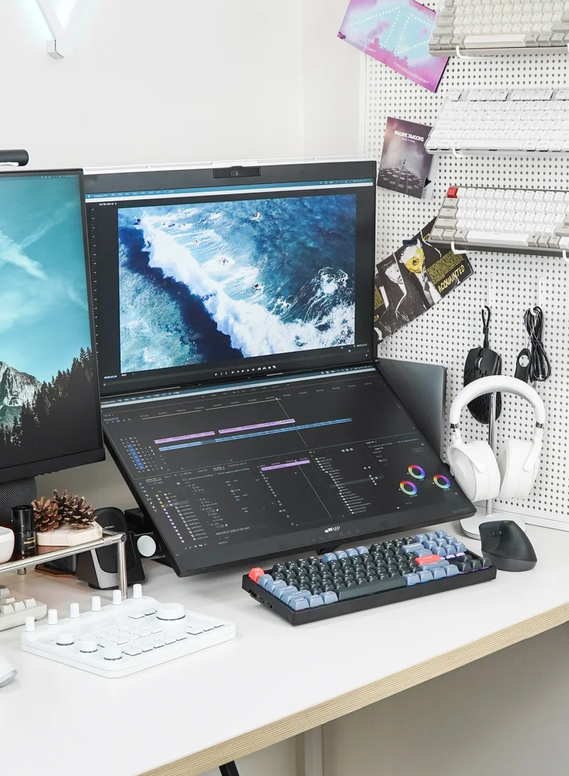 Mobile pixel Geminos T | Dual 24-inch Stacked Monitors Touchscreen, 1080P Webcam&Speakers, 65W USB-C Charging, Vertical Desktop Monitor, Built-in Hub, HDMI/USB-A/USB-C, Fully Adjustable (2 Monitors)