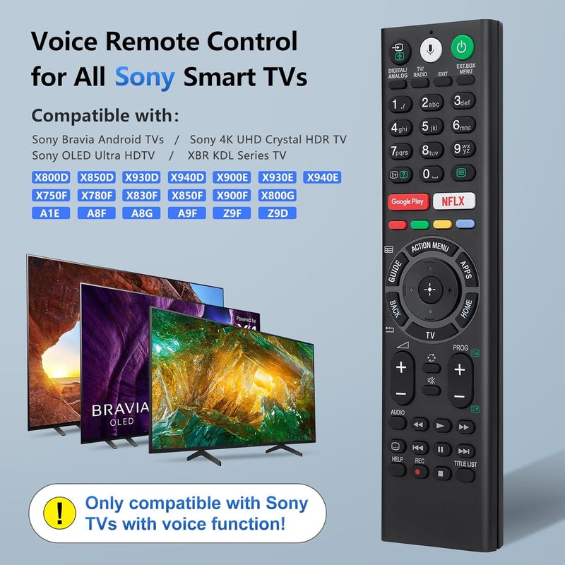 OMAIC Voice Replacement Remote for Sony TVs - Compatible with Sony Bravia 4K UHD LED LCD HD Smart TVs - Image 2