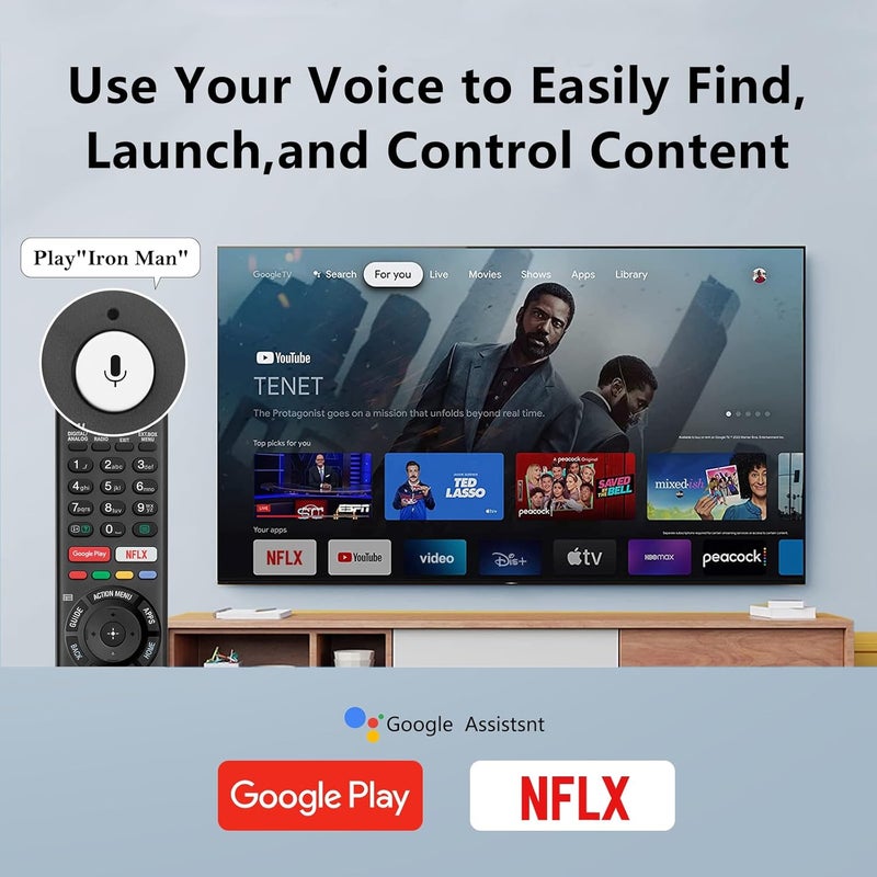 OMAIC Voice Replacement Remote for Sony TVs - Compatible with Sony Bravia 4K UHD LED LCD HD Smart TVs - Image 4