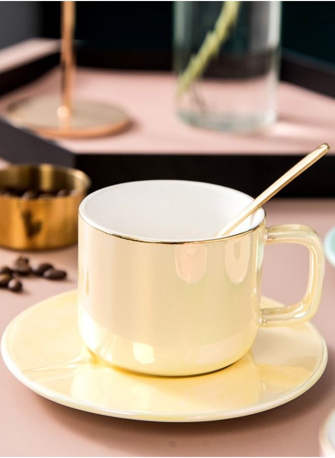 XIANGYU - 2-Piece 150ml Personalized Colorful Ceramic Mugs Cup With Saucer And Spoon - Image 1