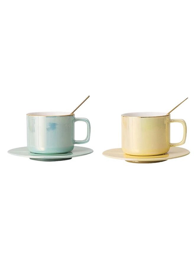 XIANGYU - 2-Piece 150ml Personalized Colorful Ceramic Mugs Cup With Saucer And Spoon - Image 1