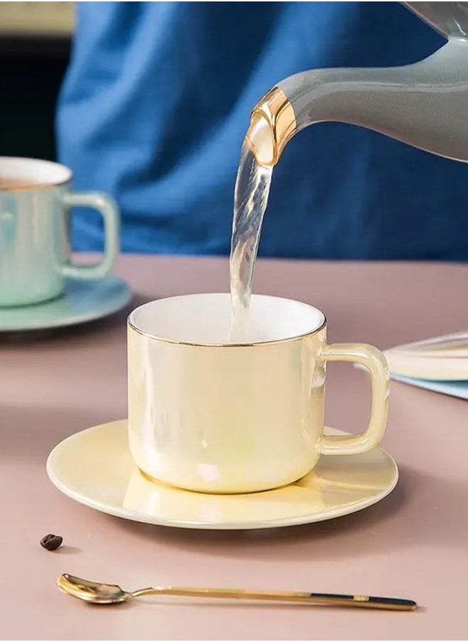 XIANGYU - 2-Piece 150ml Personalized Colorful Ceramic Mugs Cup With Saucer And Spoon - Image 1