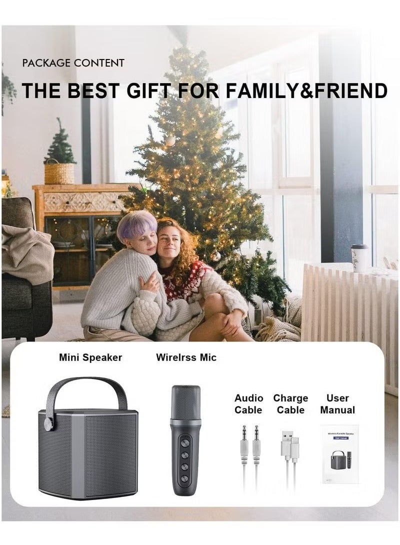 JAJEEK YS-102 Bluetooth Karaoke Speaker with Wireless Microphone – Portable Family KTV System with Reverb, Vocal Cut, Tone Control, and USB/TF/AUX/Bluetooth Support – Rechargeable Battery for Home, Outdoor, and Kids Parties - Image 5