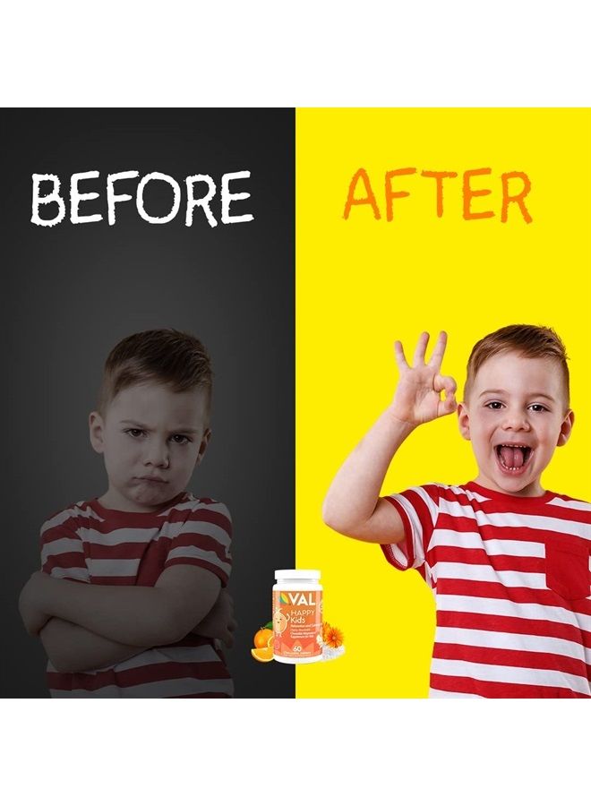 VAL Chewable Magnesium for Kids, Relaxation and Calm Formula, Glycinate, Citrate, Taurate, Vitamin B6, D, C, Natural Orange Flavor, Sugar Free, Gluten Free, Non-GMO, 60 Chewable Tablets - Image 3