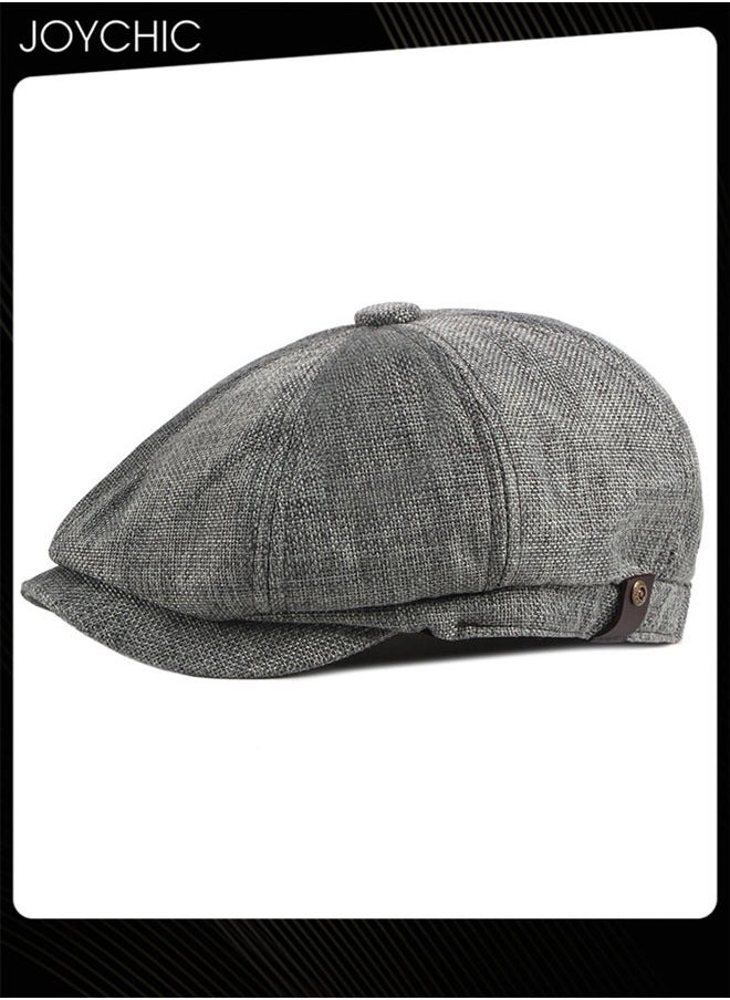 Fashion Autumn Winter Cotton Breathable Beret Cap Sun Protection Comfort  Adjustable Cowboy Cap for Men Women Grey
