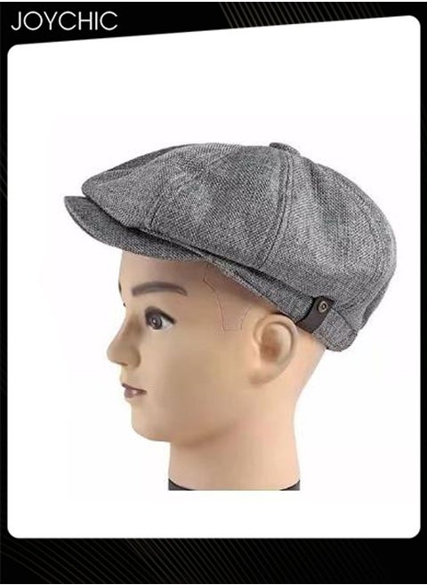Fashion Autumn Winter Cotton Breathable Beret Cap Sun Protection Comfort  Adjustable Cowboy Cap for Men Women Grey