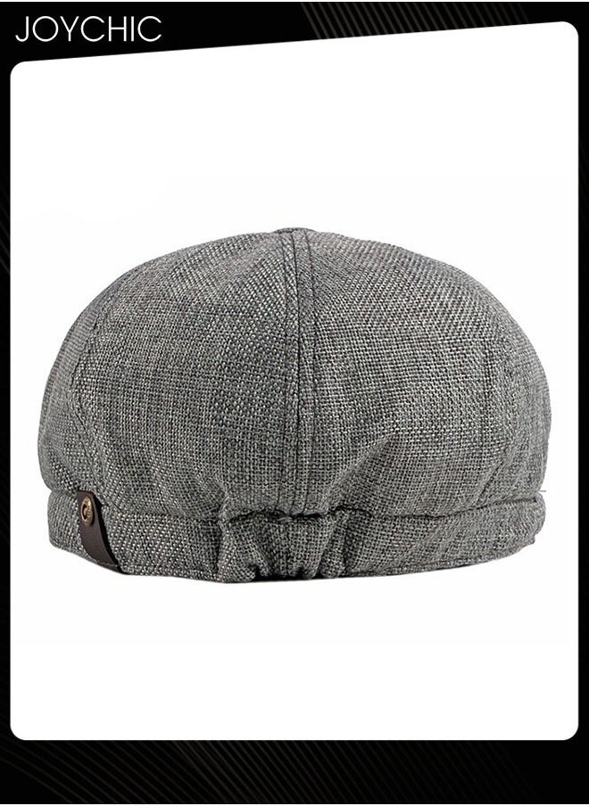 Fashion Autumn Winter Cotton Breathable Beret Cap Sun Protection Comfort  Adjustable Cowboy Cap for Men Women Grey