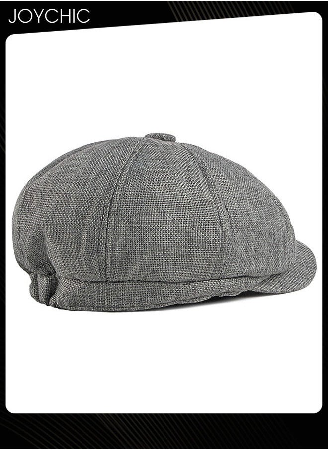 Fashion Autumn Winter Cotton Breathable Beret Cap Sun Protection Comfort  Adjustable Cowboy Cap for Men Women Grey