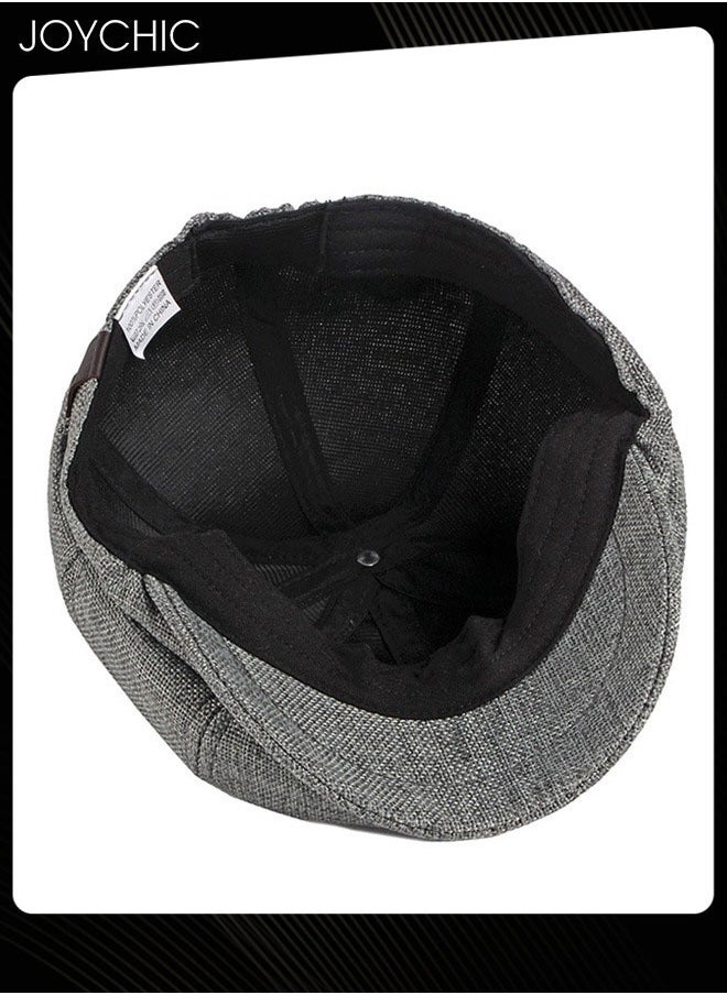 Fashion Autumn Winter Cotton Breathable Beret Cap Sun Protection Comfort  Adjustable Cowboy Cap for Men Women Grey