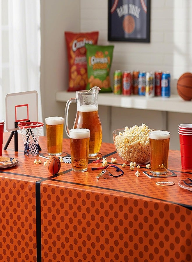 Oudain 6 Pcs Basketball Tablecloth 87 x 51 Inches Disposable Plastic Basketball Table Cover Rectangular Game Day Tablecloth Field for Birthday Decoration Sport Ball Themed Party Supplies - Image 4
