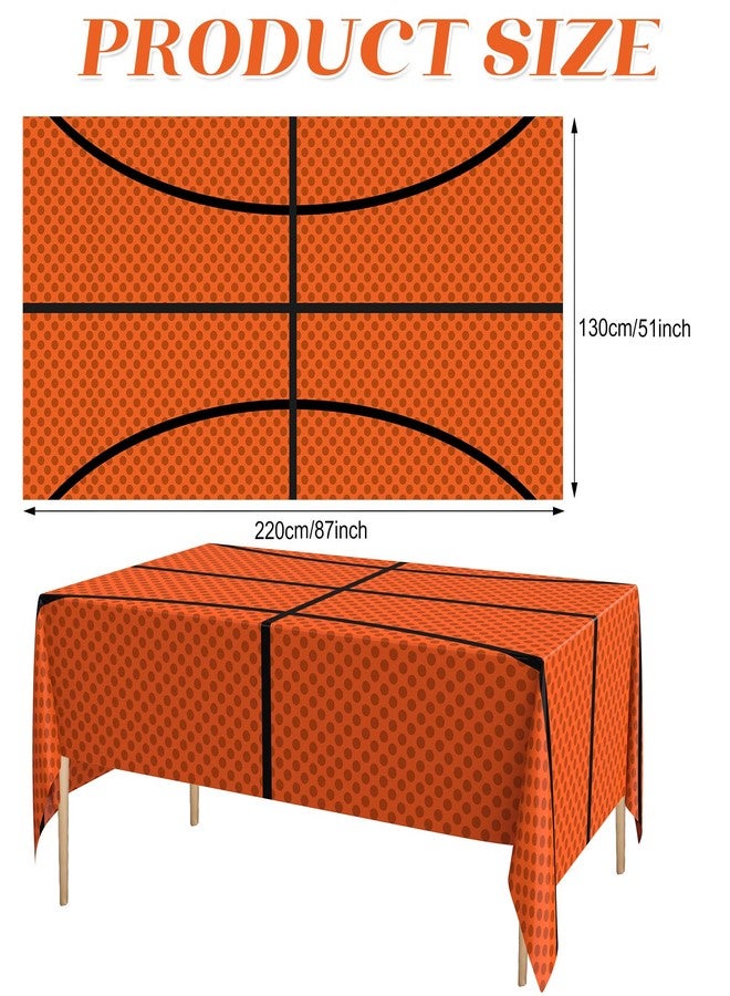 Oudain 6 Pcs Basketball Tablecloth 87 x 51 Inches Disposable Plastic Basketball Table Cover Rectangular Game Day Tablecloth Field for Birthday Decoration Sport Ball Themed Party Supplies - Image 3