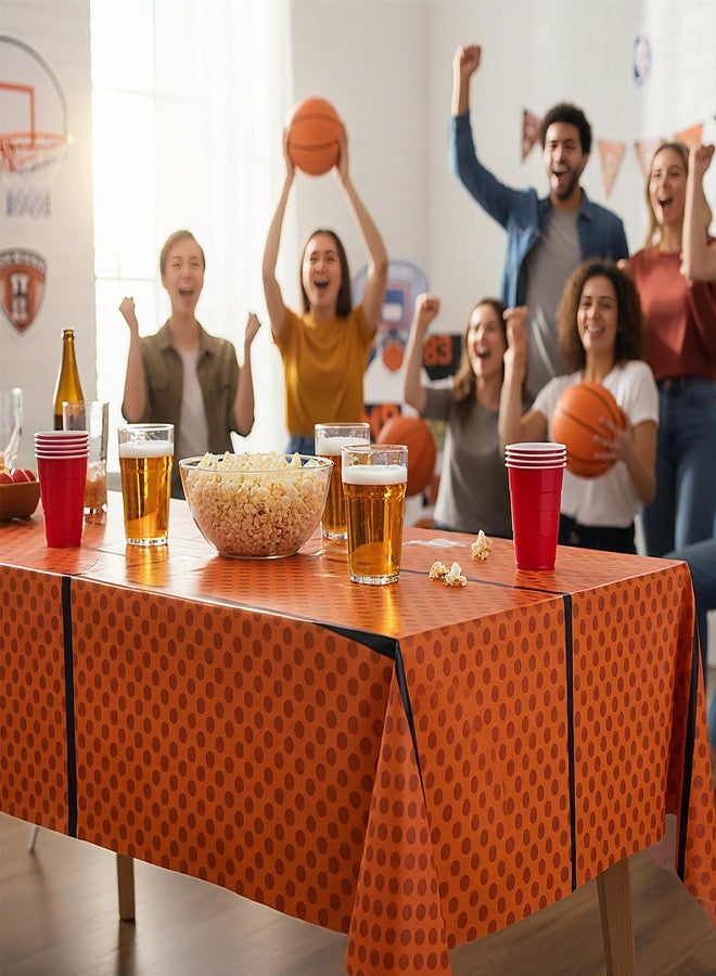 Oudain 6 Pcs Basketball Tablecloth 87 x 51 Inches Disposable Plastic Basketball Table Cover Rectangular Game Day Tablecloth Field for Birthday Decoration Sport Ball Themed Party Supplies - Image 5
