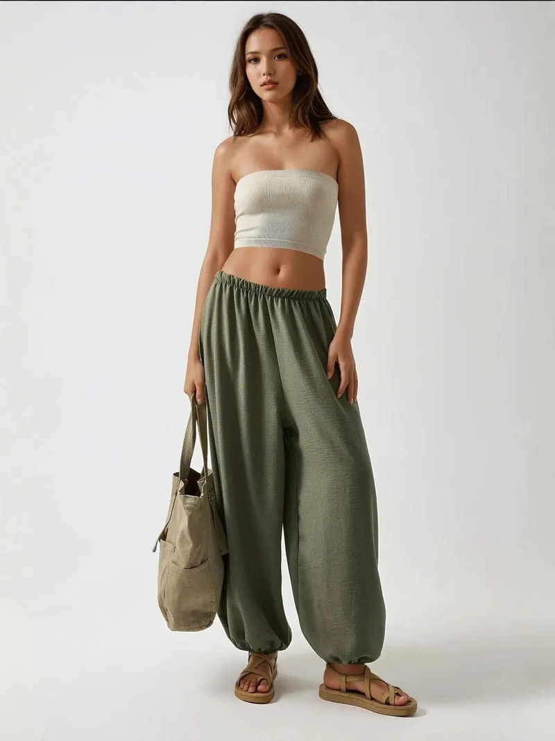 زوبعة بنطلون رياضي واسع بخصر منخفض