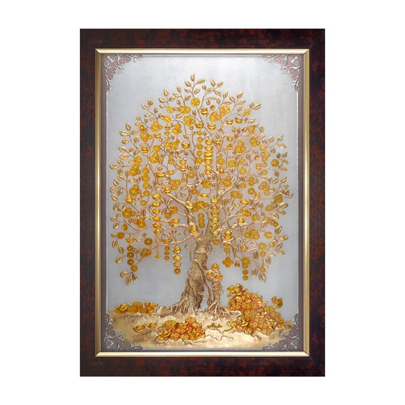 Dharvika Innovations Dharvika Innovations kalpavriksha Golden Tree Photo Frame Copper Gold Sparkle Coated Lamination 2695 11 x 14 Inch 