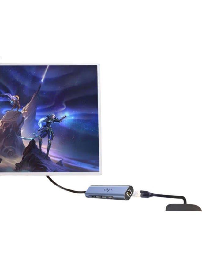 aigo Aigo Type-C To Rj45 Ethernet Adapter, 100Mbps Wired Network Card, Network Cable Converter, Laptop Docking Station, Usb-C Hub, Expansion Dock R03C (Metal) - Image 2