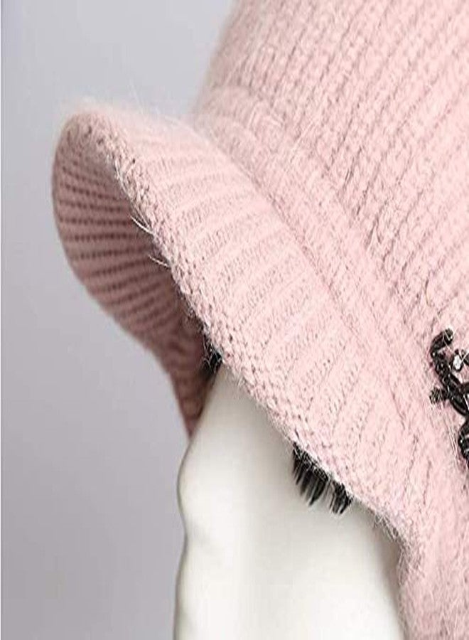 Malvina Winter Soft Warm Snow Proof Visor Pom Pom Cap (Inside Fur) Woolen Beanie Cap for Women's & Girl's (Beige) - Image 3
