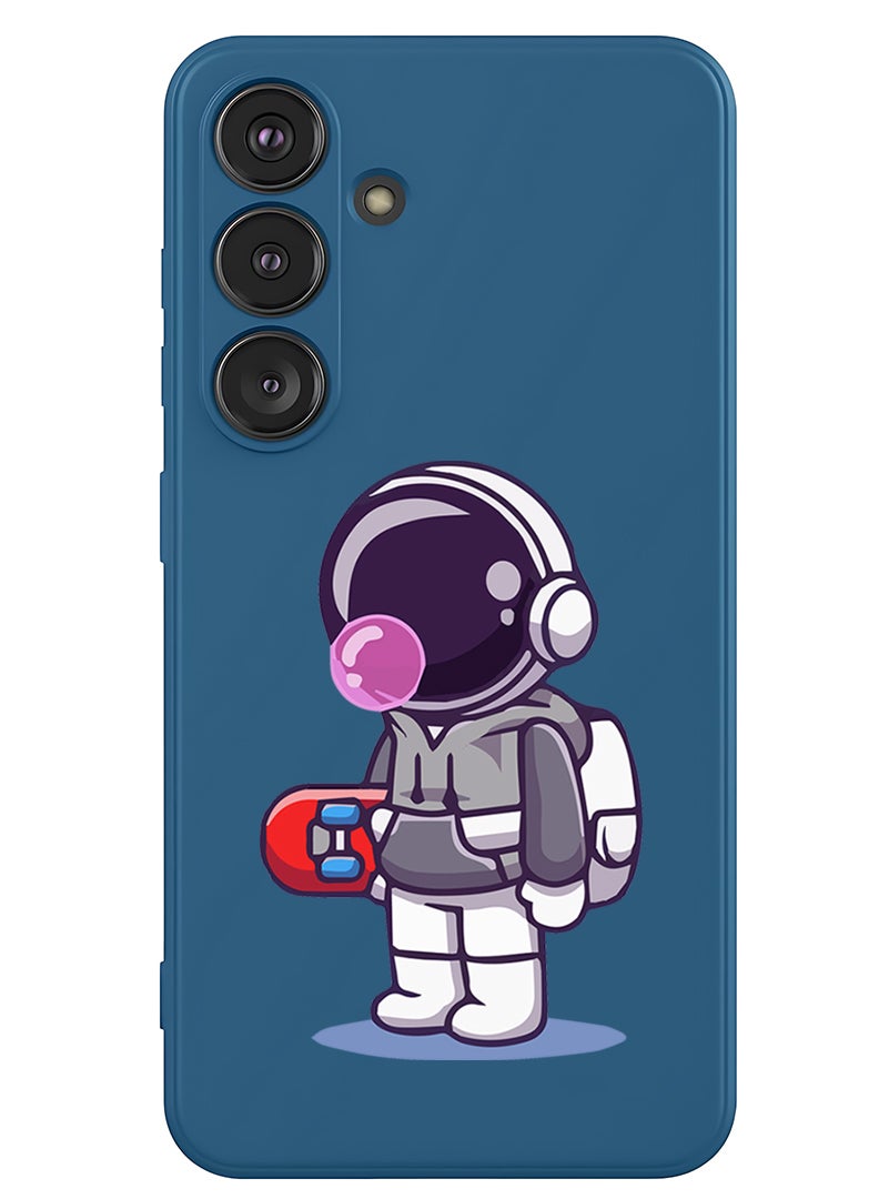 Theodor Protective Slim Fit Case Liquid Silicone Cover with Full Body Protection Anti-Scratch Shockproof Case For Samsung Galaxy S25 Plus (Blue) - Astronaut holding skateboard - Image 1