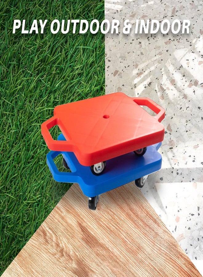 romrex 2 Plastic Scooter Boards with Handles for Kids Sitting and Sports Training, with 1 Ring, 2 Ropes and 4 Beanbags, Indoor and Outdoor Play - Image 5
