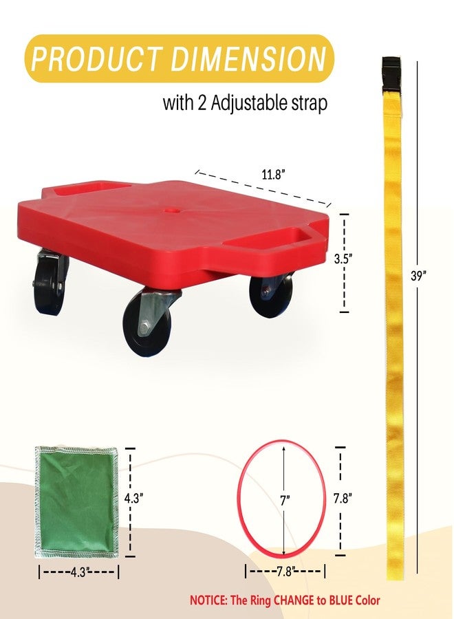romrex 2 Plastic Scooter Boards with Handles for Kids Sitting and Sports Training, with 1 Ring, 2 Ropes and 4 Beanbags, Indoor and Outdoor Play - Image 4