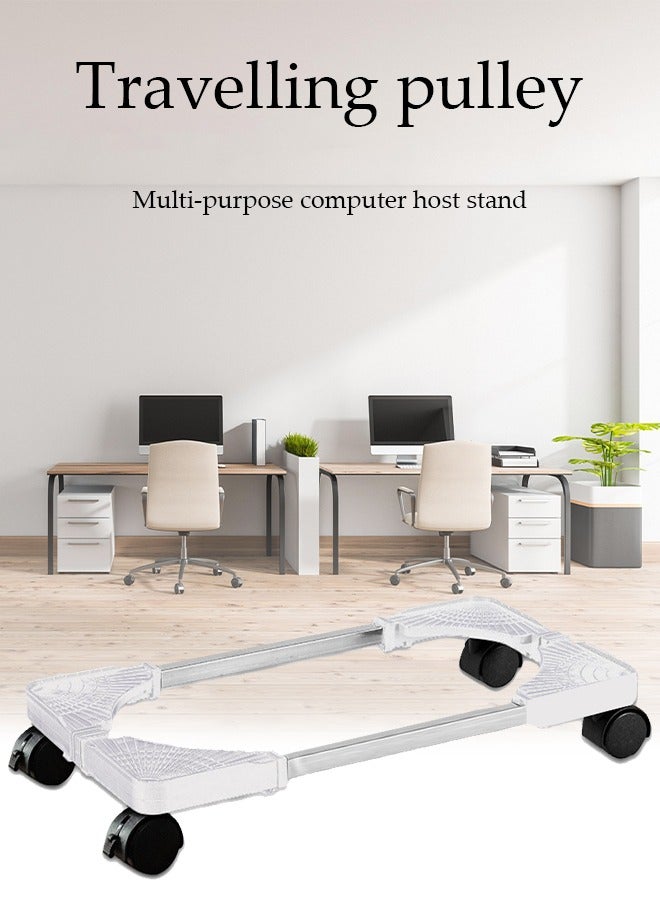 DUNISO Mobile CPU Stand,Computer Mobile Cart Holder with 4 Locking Caster Wheels，Adjustable PC Stand for Most Desktop Towers，Under Desk Tower Stand for Gaming, Office，White  - Image 3