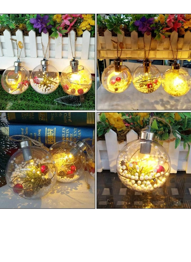 بامير 3 قطع كرة زينة LED بيضاء دافئة لشجرة عيد الميلاد، زينة كرة شجرة عيد الميلاد، قلادات كرات معلقة كبيرة مقاومة للكسر، زينة عيد الميلاد لتزيين المنزل، تعمل بالبطارية.  - Image 5