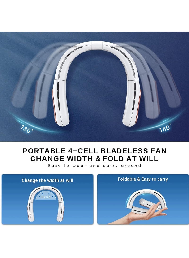 Loquat Portable Neck Fan Rechargeable with LED Display and Headphone Design, Foldable Hands Free Bladeless Cooling Personal Neck Fan with 3 Speeds Adjustment - Image 3