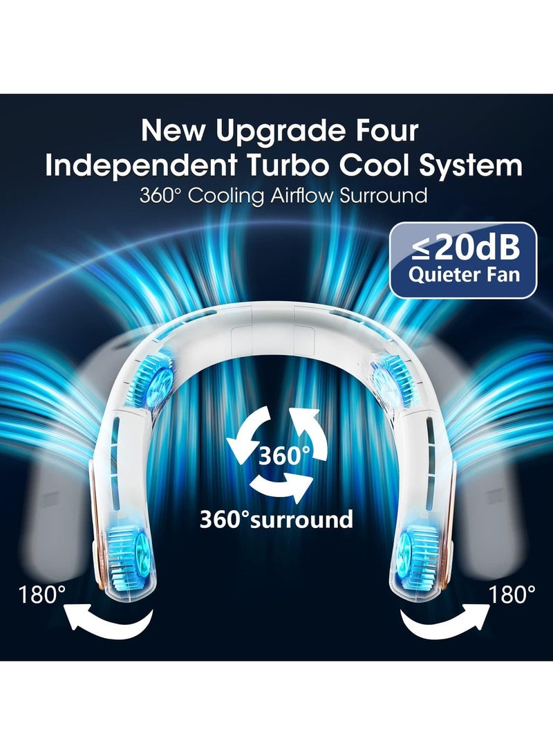 Loquat Portable Neck Fan Rechargeable with LED Display and Headphone Design, Foldable Hands Free Bladeless Cooling Personal Neck Fan with 3 Speeds Adjustment - Image 4