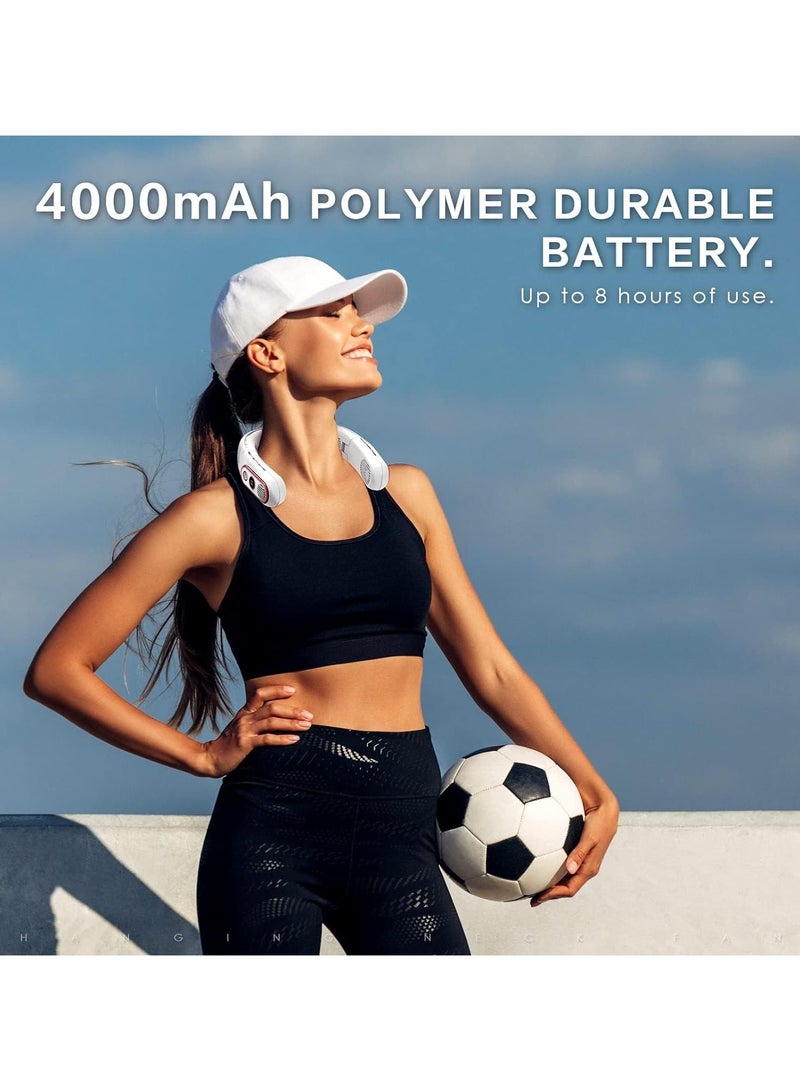 Loquat Portable Neck Fan Rechargeable with LED Display and Headphone Design, Foldable Hands Free Bladeless Cooling Personal Neck Fan with 3 Speeds Adjustment - Image 5