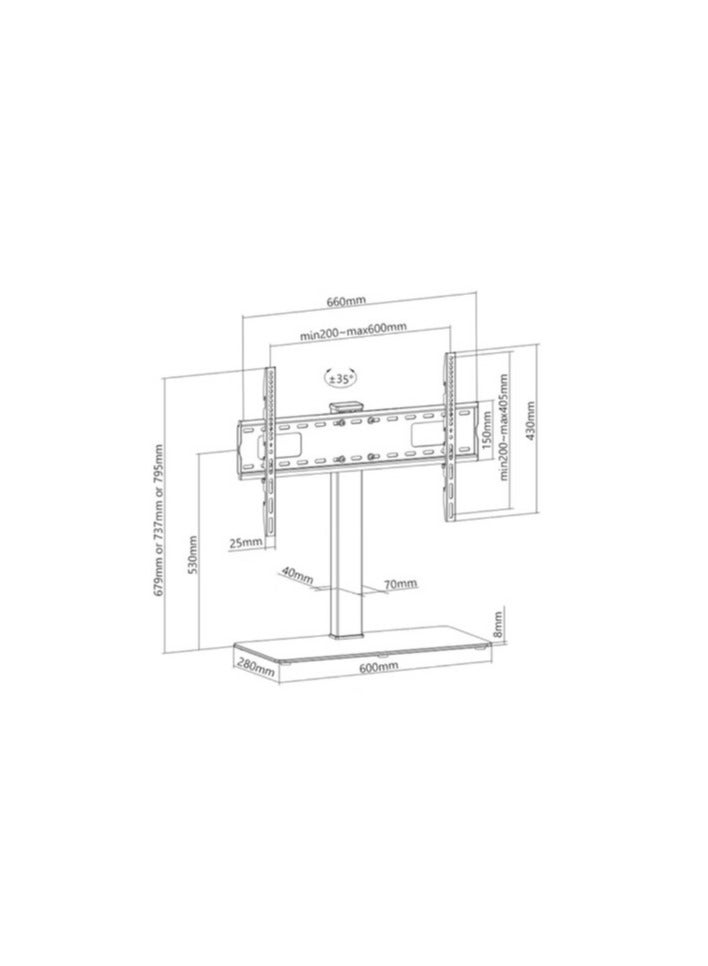 نيوستار حامل تلفاز دوار بقاعدة زجاجية أسود - Image 2