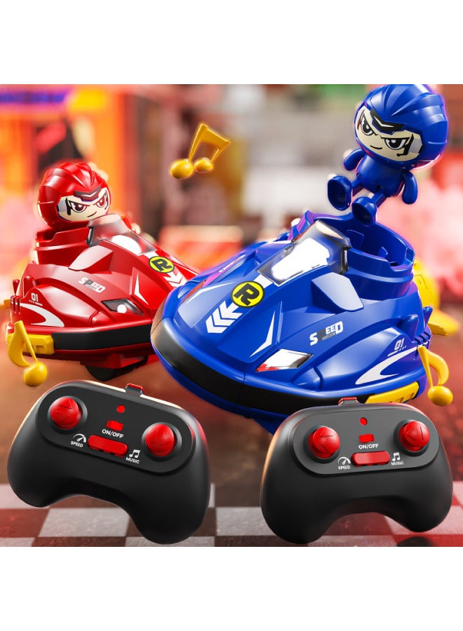 Children's Double Remote Control Battle Spray Bumper Car Parent-child Interaction Kart Drift Collision Ejection Toy-Color:Single Remote Control Drifting Bumper Car-blue [color Box]-Proportion:Standard [a Set Of Body Lithium Batteries]  - Image 2