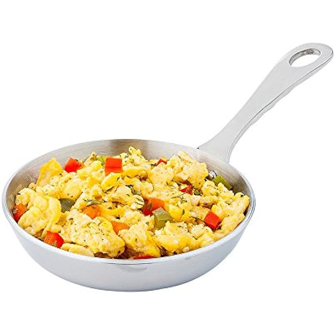 ريستورنت وير مقلاة صغيرة للبيض مقاس 4 بوصات من الفولاذ المقاوم للصدأ رائعة لعرض المقبلات والحلويات أو البيض المخفوق علبة واحدة - Image 1