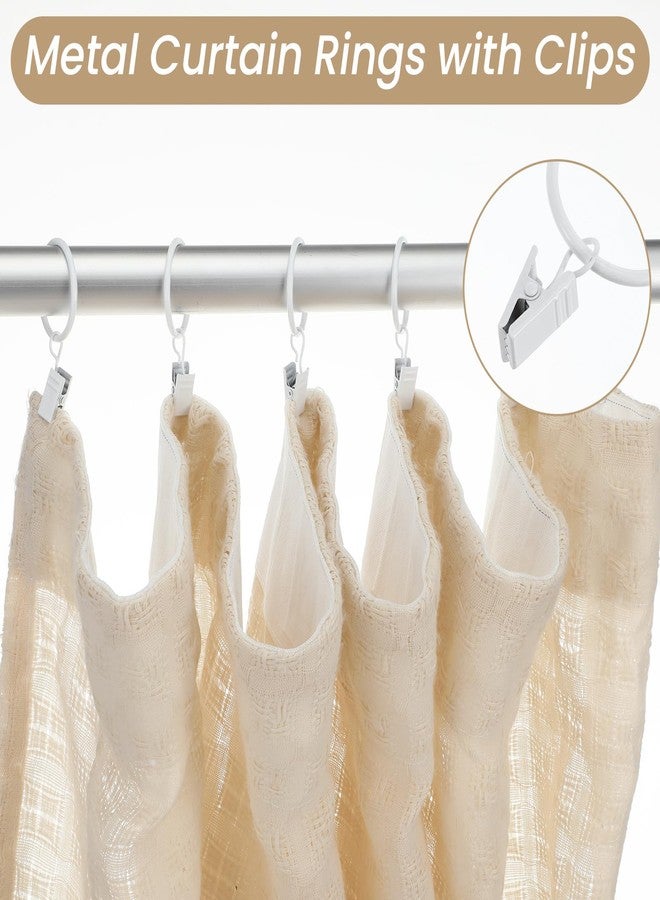 Telooco 15Pcs White Curtain Rings with Clips, Metal Drapery Rings 1.26” Interior Diameter Curtain Hooks Ring Clips to Hang Curtains, Fit up to 1 inch Curtains Rod - Image 3