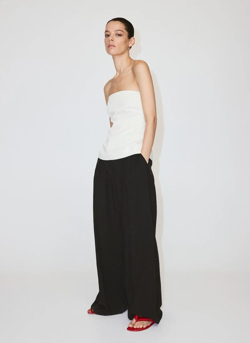 Mango 02-OFFWHITE Linen Strapless Top for Women | Best Price UAE