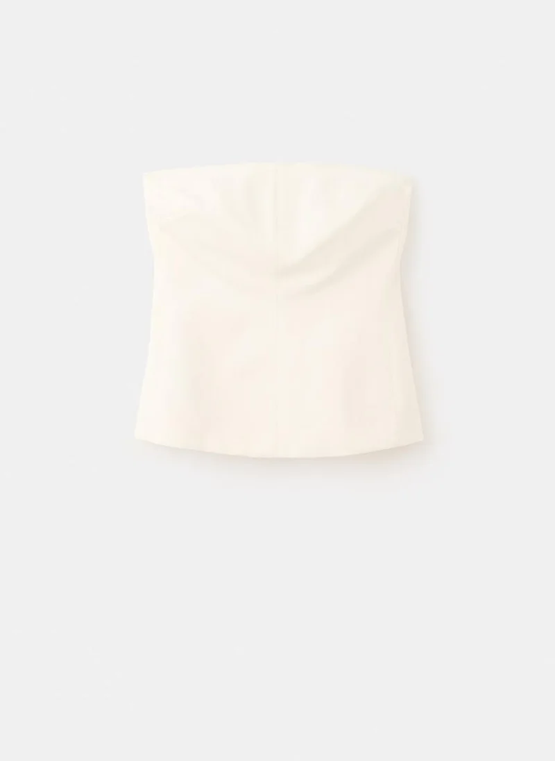 Mango 02-OFFWHITE Linen Strapless Top for Women | Best Price UAE