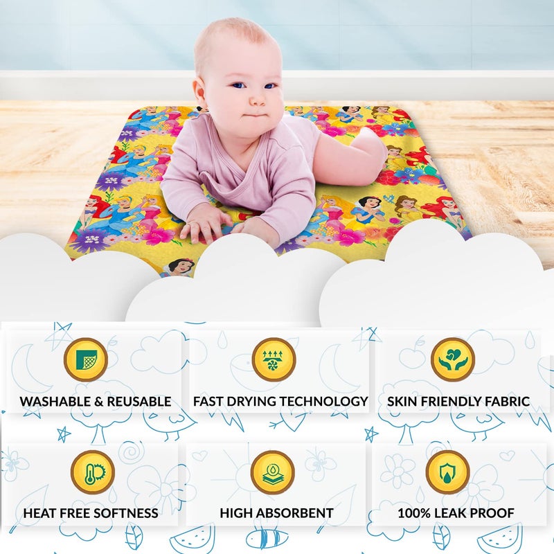 Sassoon Polyester Princess Printed Washable and Waterproof Large Size Dry Sheet/Bed Protector for Kids- Multi Colored (100 x 140 cm) - Image 3