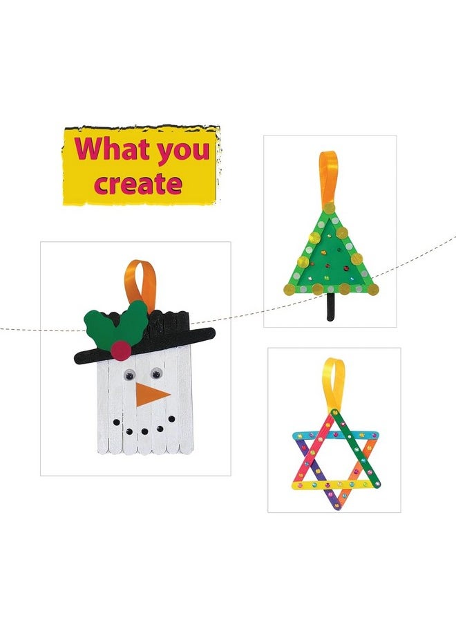Lighthouse LIGHTHOUSE Art and Craft Kit | DIY Christmas Decor With Popsicle Sticks for Kids, Includes 25 Popsicle Sticks, Colour Paper Cutouts, Foil Mirrors, Sequins, and More | Christmas Gift for Kids (Pack of 10)  - Image 3